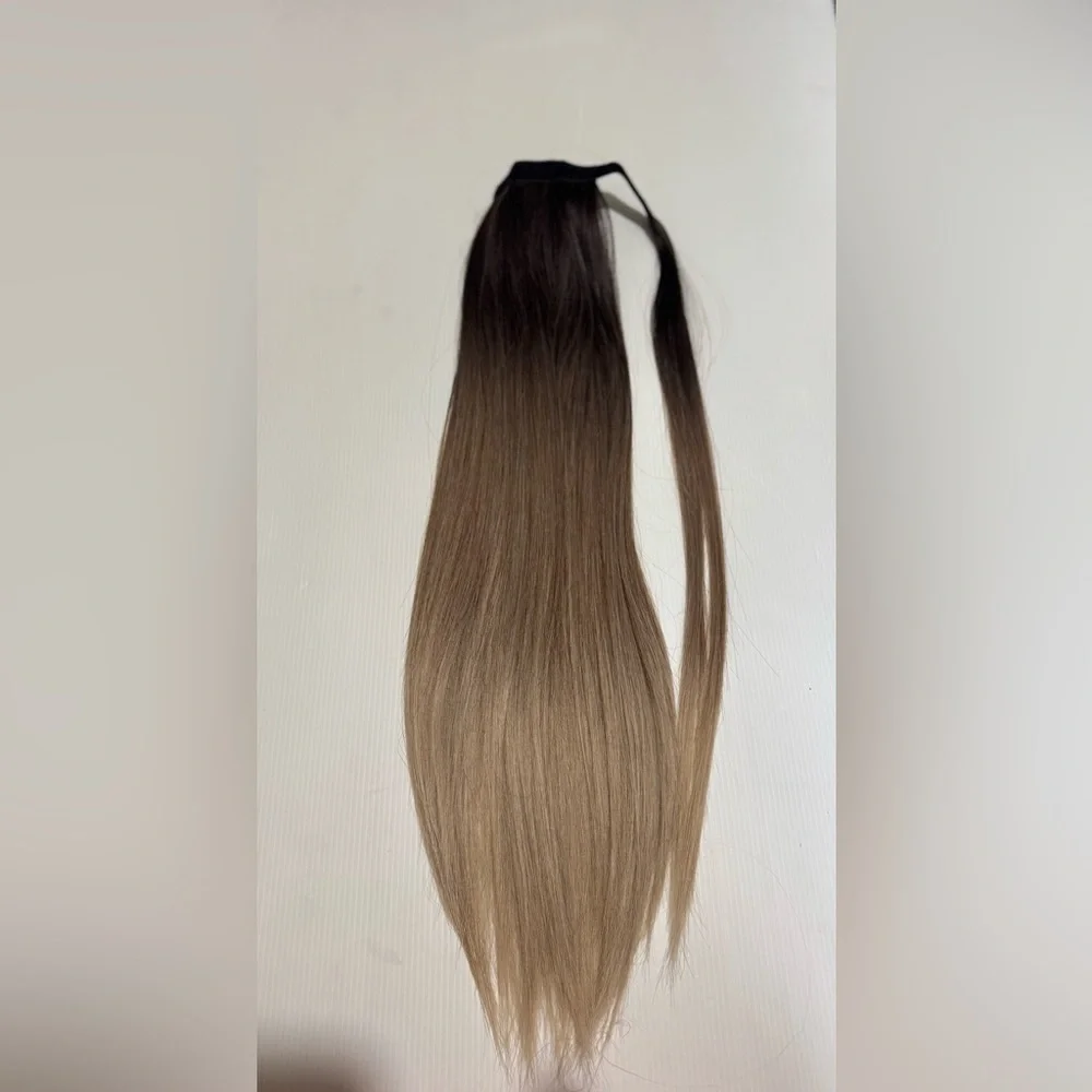 Balayage Wrap-Around Ponytail – Ombre Brown to Ash Blonde 32 “Extension - Picture 9 of 15